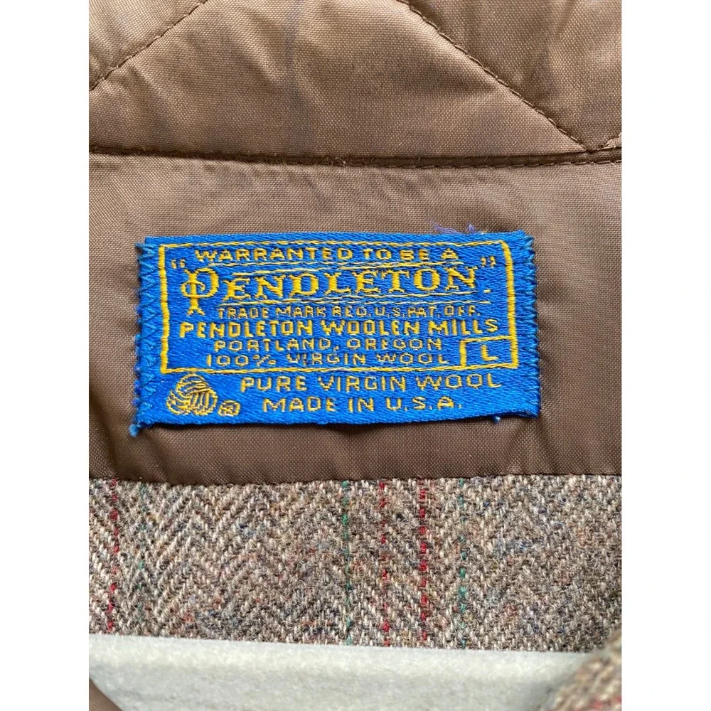 Vintage Pendleton Wool Trail Shirt Men L Brown Plaid Excellent Elbow Patches